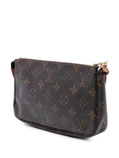 Pre-owned Louis Vuitton 2001 Monogram Pochette Accessoires Shoulder Bag In Brown