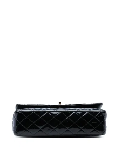 Pre-owned Chanel 2009-2010 Medium Classic Patent Double Flap Shoulder Bag In Black