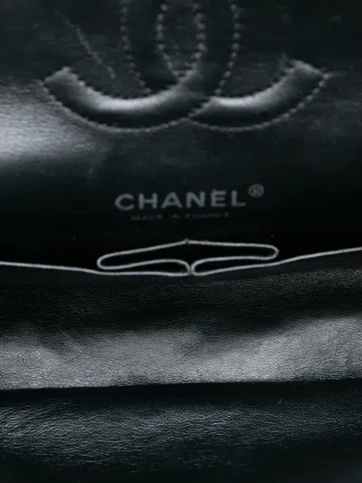 Pre-owned Chanel 2009-2010 Medium Classic Patent Double Flap Shoulder Bag In Black