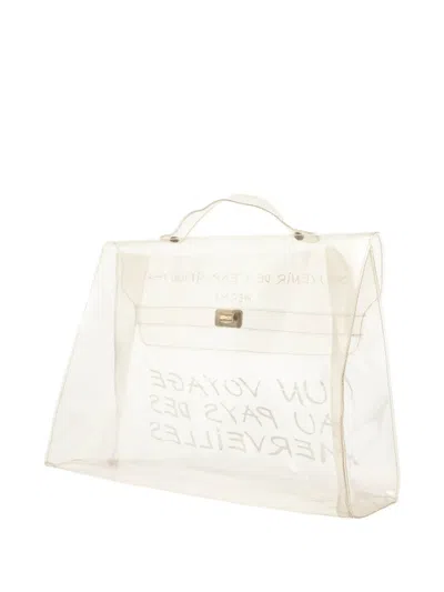 Pre-owned Hermes 1997 Vinyl Souvenir De L Exposition Kelly Handbag In White