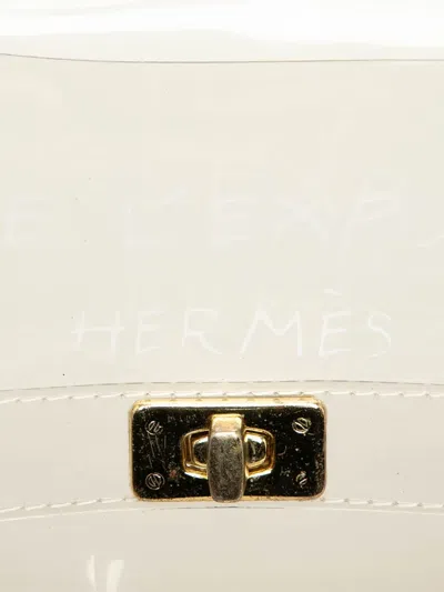 Pre-owned Hermes 1997 Vinyl Souvenir De L Exposition Kelly Handbag In White