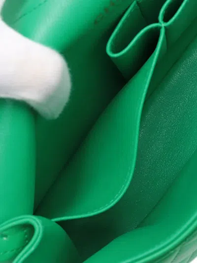 Pre-owned Chanel 2019 Medium Classic Lambskin Double Flap Shoulder Bag In Green