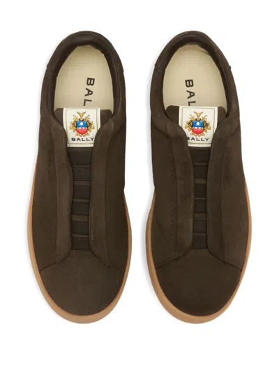 Bally Crest Suede Sneakers In Brown
