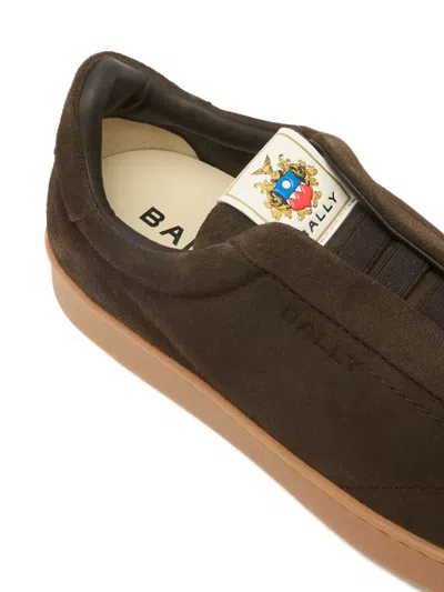 Bally Crest Suede Sneakers In Brown