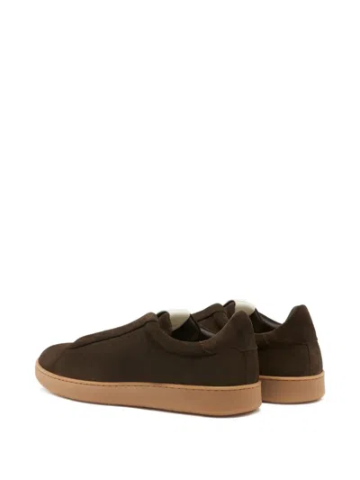 Bally Crest Suede Sneakers In Brown