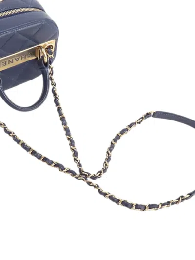Pre-owned Chanel 2019 Quilted Lambskin Trendy Cc Case Vanity Bag In Blue