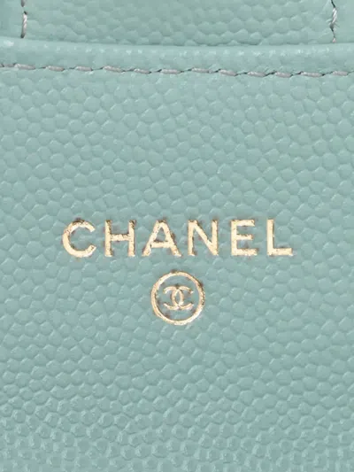 Pre-owned Chanel 2021 Mini Classic Caviar Clutch With Chain Crossbody Bag In Blue