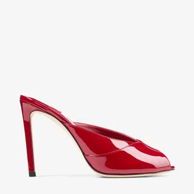 Jimmy Choo Brigitte 100mm Patent Leather Mule Pumps In Red