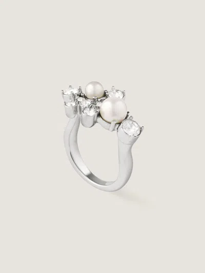 Givenchy Bague Crystal Pearl En Métal, Cristaux Et Perles In Metallic