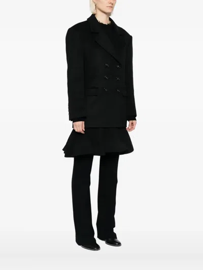 Ych Double-breasted Coat In Black