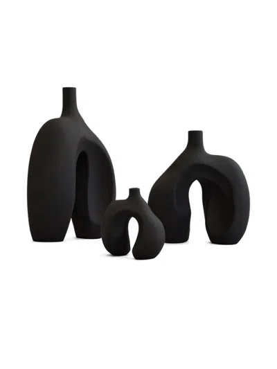 101 Copenhagen Small Ni Abstract-shape Vase (30cm X 22cm) In Black