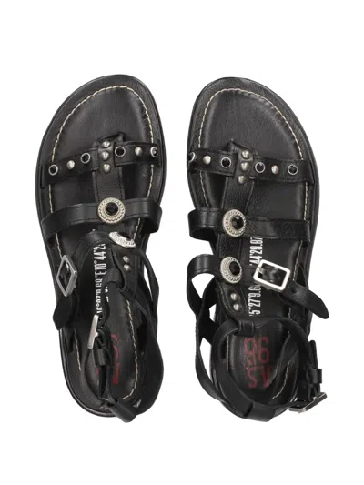 As98 Grant Buckle Embellished Sandal In Black