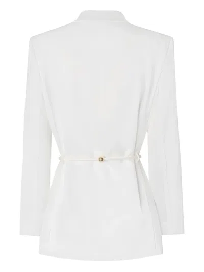 Pinko Shiny Satin Blazer With Belt And Boule In White
