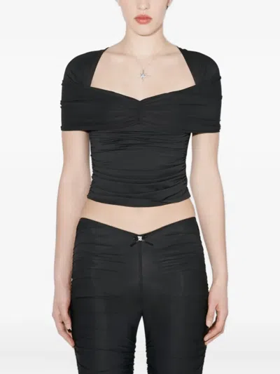 Misbhv Draped Elastic T-shirt In Black