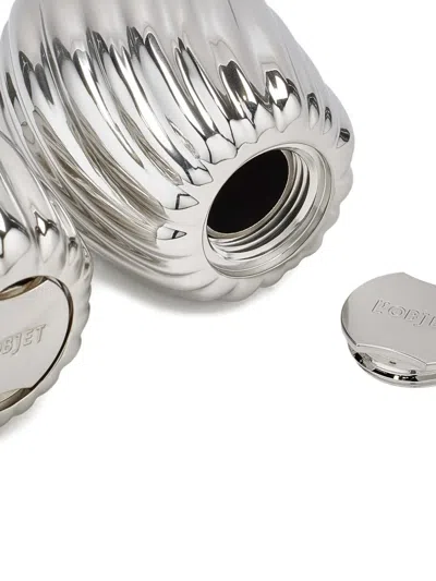 L'objet Ripple Spice Jewels Salt & Pepper Shakers (set Of Two) In Silver