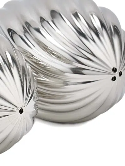 L'objet Ripple Spice Jewels Salt & Pepper Shakers (set Of Two) In Silver