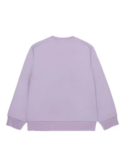 Marni Logo-print Crew-neck Sweater In Purple