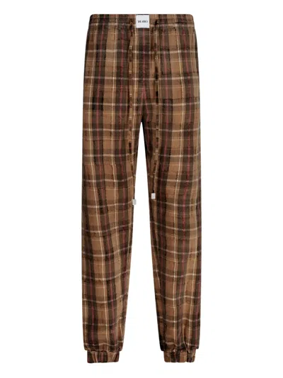 Attico Plaid Drawstring Long Pant In Brown
