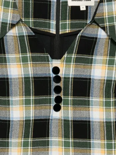 Shushu-tong Plaid Blouse In Green