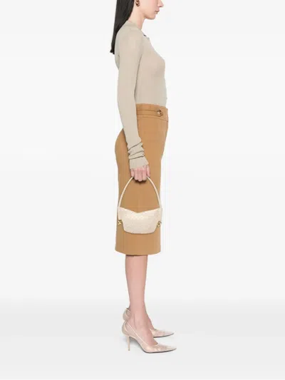 Pre-owned Bottega Veneta 2012-2025 Baby Lambskin Intrecciato Solstice Shoulder Bag In White