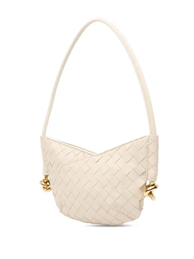 Pre-owned Bottega Veneta 2012-2025 Baby Lambskin Intrecciato Solstice Shoulder Bag In White