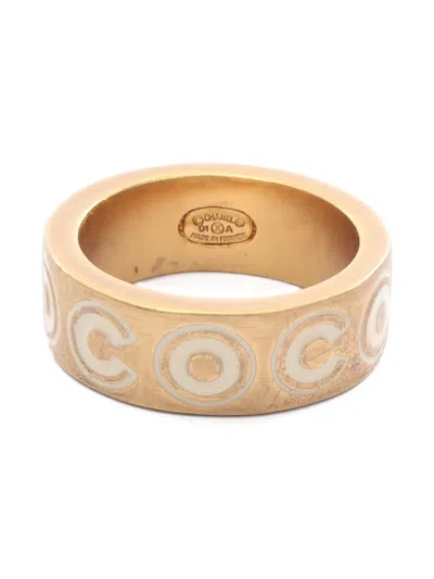 Pre-owned Chanel 1986-1988 Coco Logo Ring In Gold