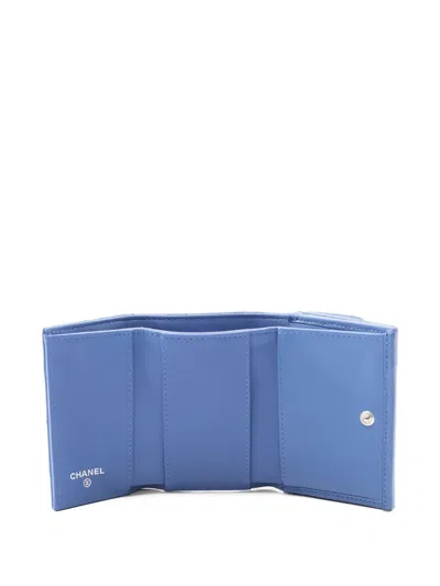 Pre-owned Chanel Matelasse Trifold Lambskin Wallet In Blue
