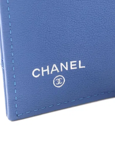 Pre-owned Chanel Matelasse Trifold Lambskin Wallet In Blue