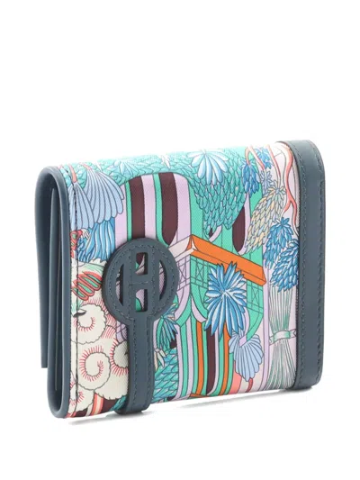 Pre-owned Hermes 2024 Animapolis Printed Bi-fold Wallet In Blue