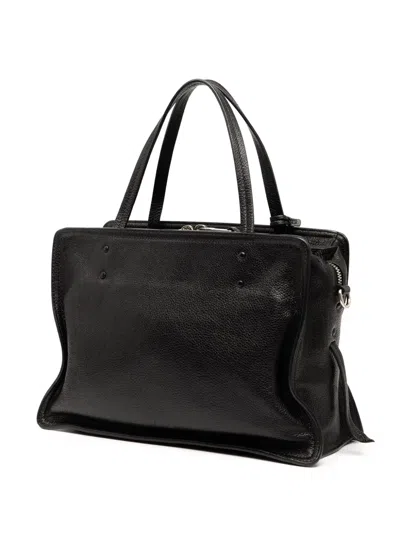 Pre-owned Prada 2016-2025 Glace Calfskin Etiquette Satchel In Black