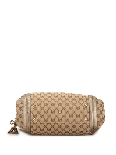 Pre-owned Gucci 2000-2015 Large Gg Canvas Bella Shoulder Bag In Gold