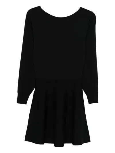 Roberto Collina Long-sleeved Wool Flared Dress Clothing In Black
