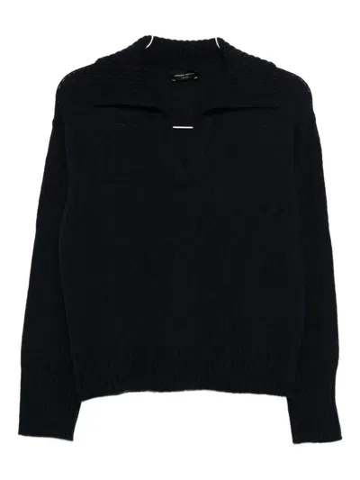 Roberto Collina V-neck Wool Polo Sweater Clothing In Blue