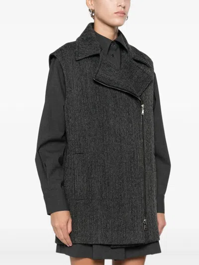 P.a.r.o.s.h Asymetric Zip Gilet In Gray