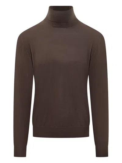 Filippo De Laurentiis Turtleneck Sweater In Brown