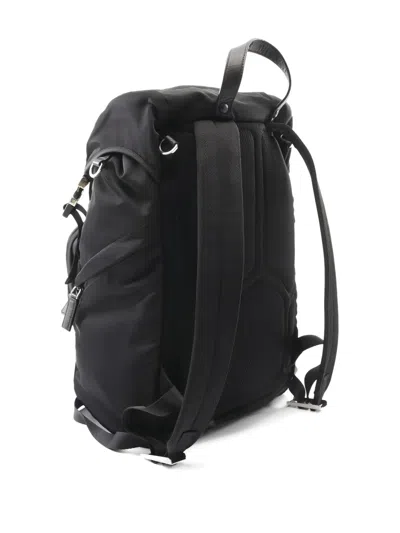 Pre-owned Prada Saffiano Leather Tessuto Montag Backpack In Black