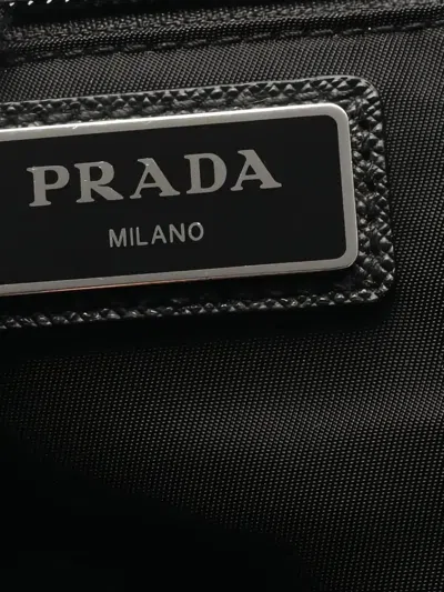 Pre-owned Prada Saffiano Leather Tessuto Montag Backpack In Black