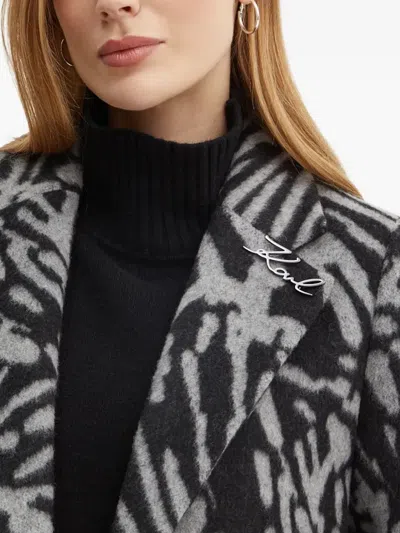 Karl Lagerfeld Patterned Coat In Gray