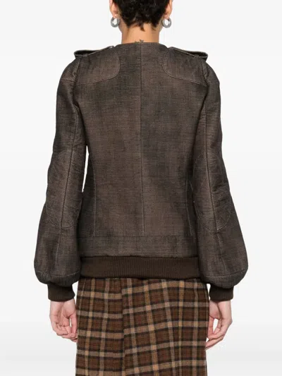 R13 Mélange-effect Multi-pocket Jacket In Brown