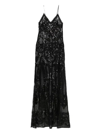 Norma Kamali Sequin-embellished Gown In Black