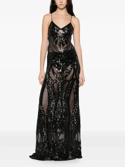 Norma Kamali Sequin-embellished Gown In Black