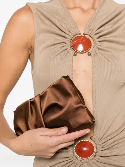 Jimmy Choo Twisted Clutch Bag In Brown