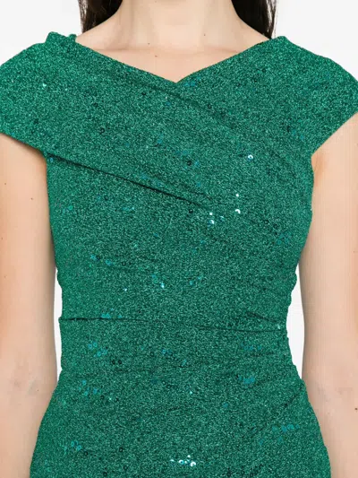 Talbot Runhof Draped Sequin-embellished Dress In Green
