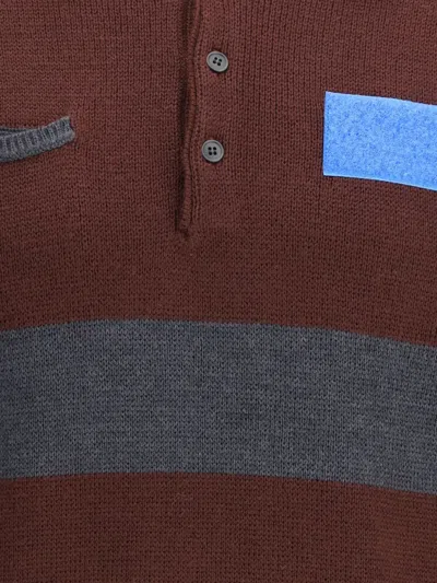 Gr10k Button-fastening Striped-detail Polo Shirt In Red