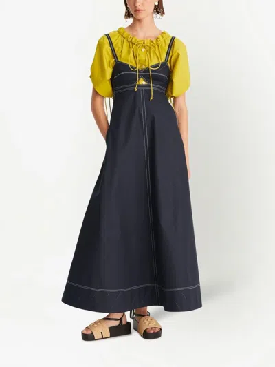 Tory Burch Contrasting-stitch Detail Dress In Black