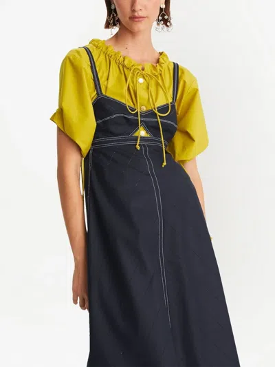 Tory Burch Contrasting-stitch Detail Dress In Black