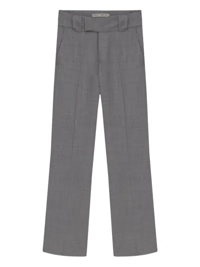 Misci Wide-waistband Wool Trousers In Gray