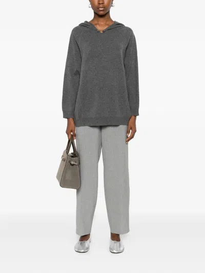 Fabiana Filippi Button-detail Hooded Knitted Top In Gray