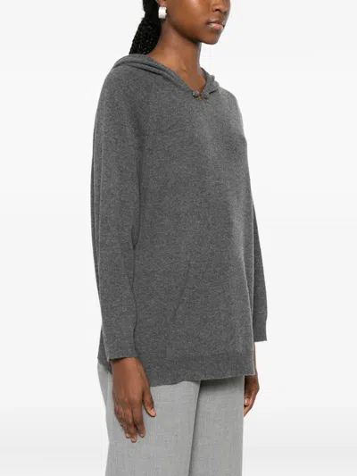 Fabiana Filippi Button-detail Hooded Knitted Top In Gray