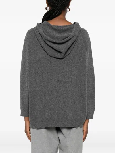 Fabiana Filippi Button-detail Hooded Knitted Top In Gray